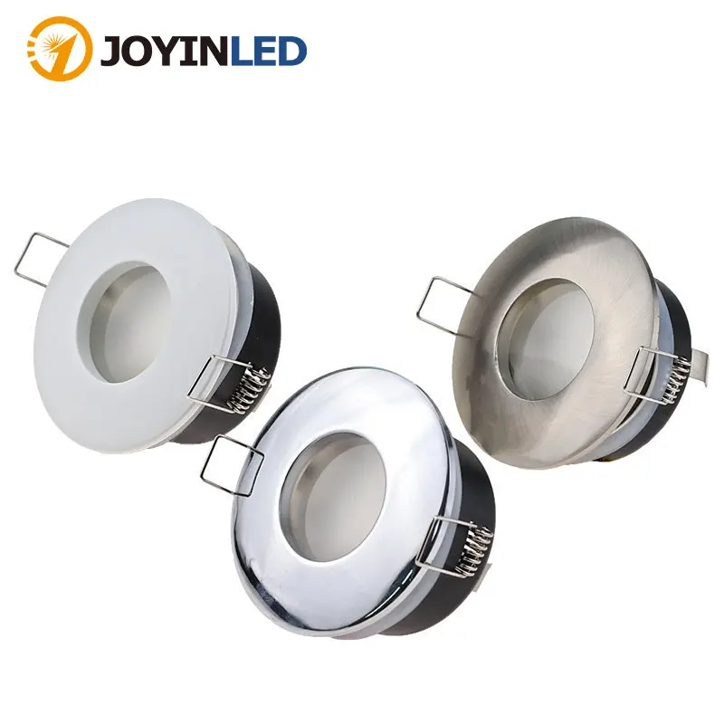 

Recessed Zinc Alloy White/Nickel/Chrome Waterproof GU10 MR16 IP65 Round LED Ceiling Downlight Fixture Frame Holder for Bathroom