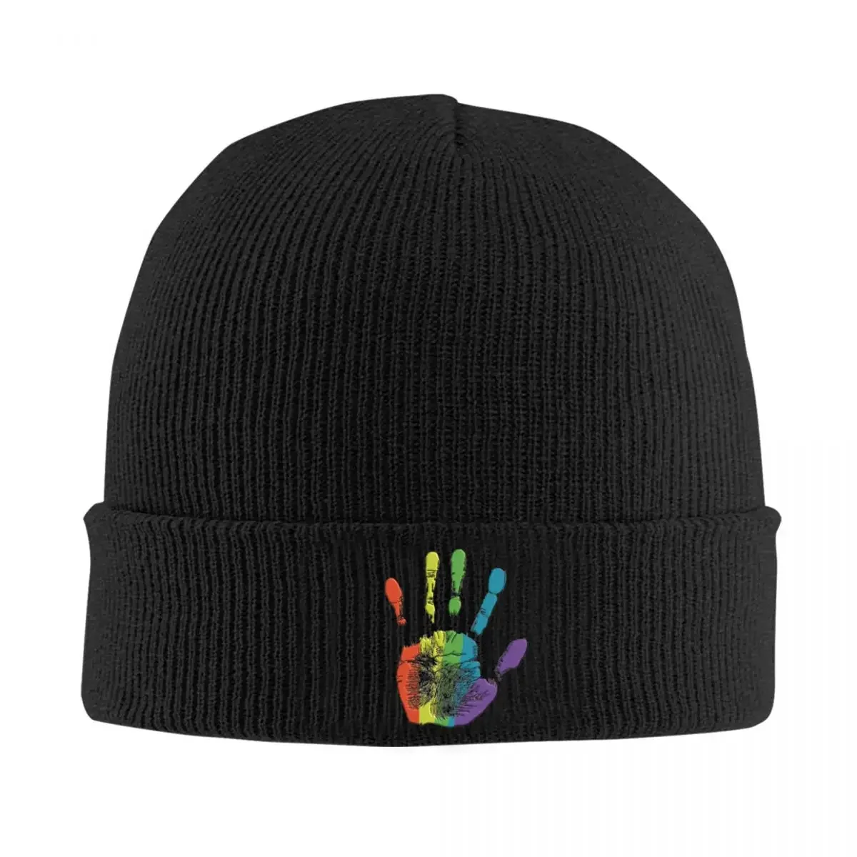 Peace Colorful Fingers Logo Bonnet Hats Beanie Hats Design Knitted Hat Spring Vintage Men Women Kpop Elastic Cap