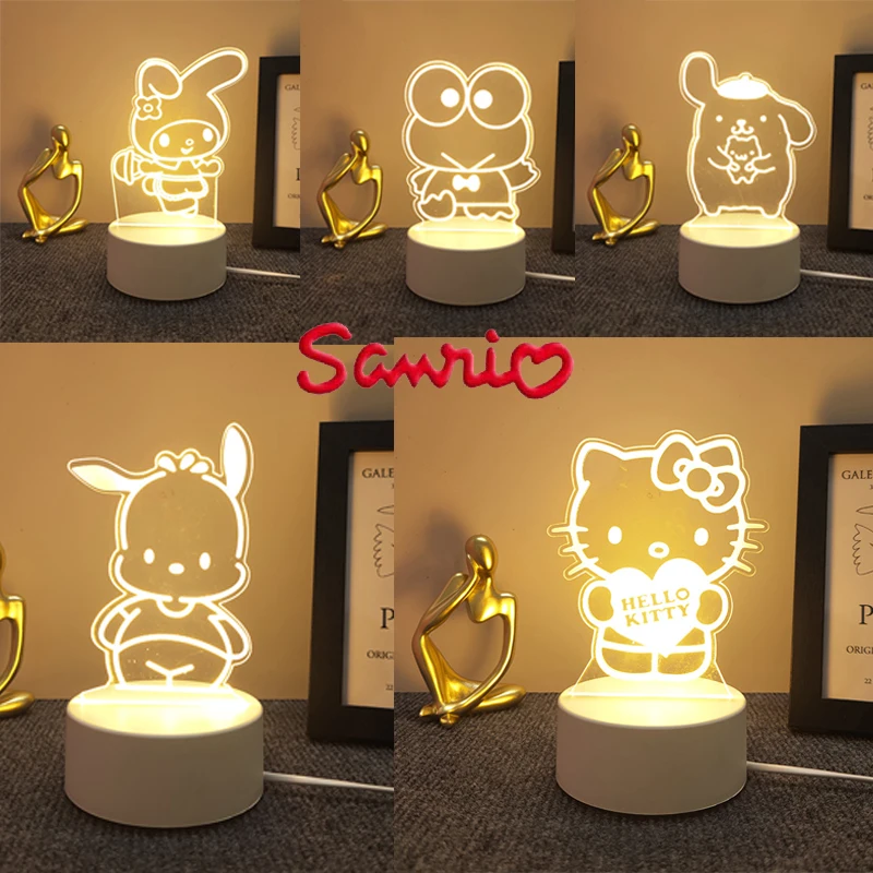 Cartoon Sanrio 3d Night Light Creative Gift Bedside Table Lamp Atmosphere Acrylic Color Changing Hello Kitty Shape Light Sign