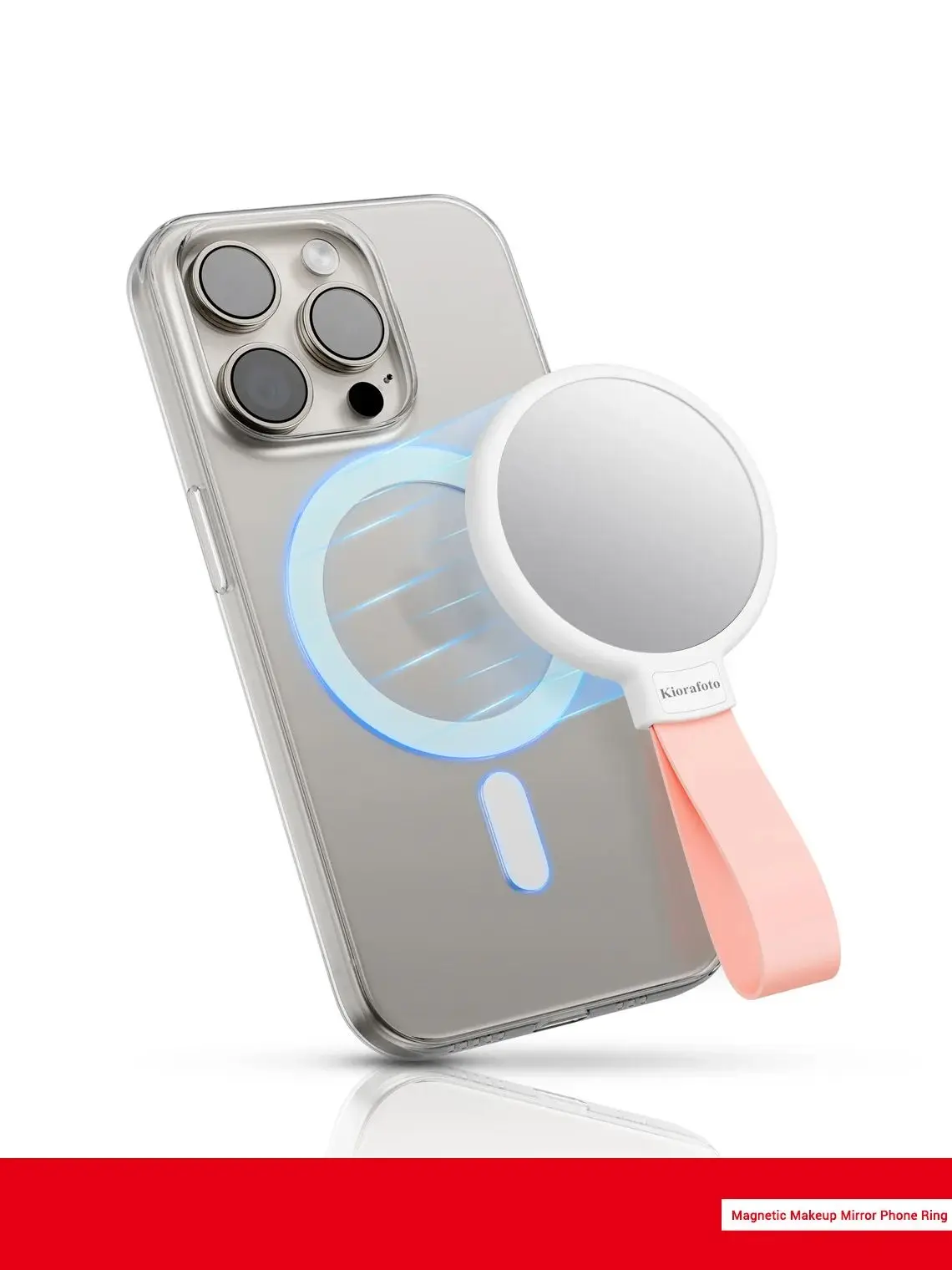 Magnetischer Make-up-Spiegel, Telefonringhalter, Selfie-Spiegel, Magsafe mit Anti-Drop-Griff für iPhone 15, 14, 13, 12, für Make-up, Vlog-Stream