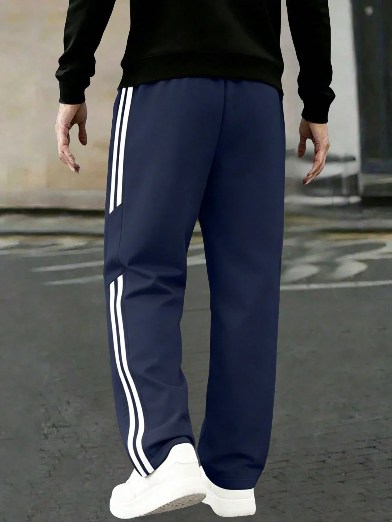 

Мужские повседневные спортивные брюки свободного кроя с боковыми полосками, прямые штанины, эластичный пояс, для ежедневных поездок на работу и занятий спортом