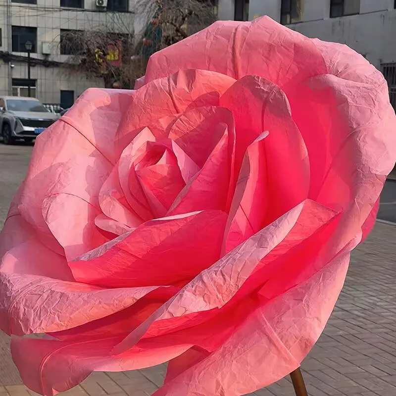 80cm large artificial flower hand-kneaded paper rose head finished product home photography outdoor background prop decoration