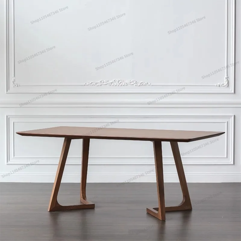 Solid Wood Dining Table Household Negotiation Tea Table Walnut Light Luxury Minimalist High Sense Rectangular Desk Conference