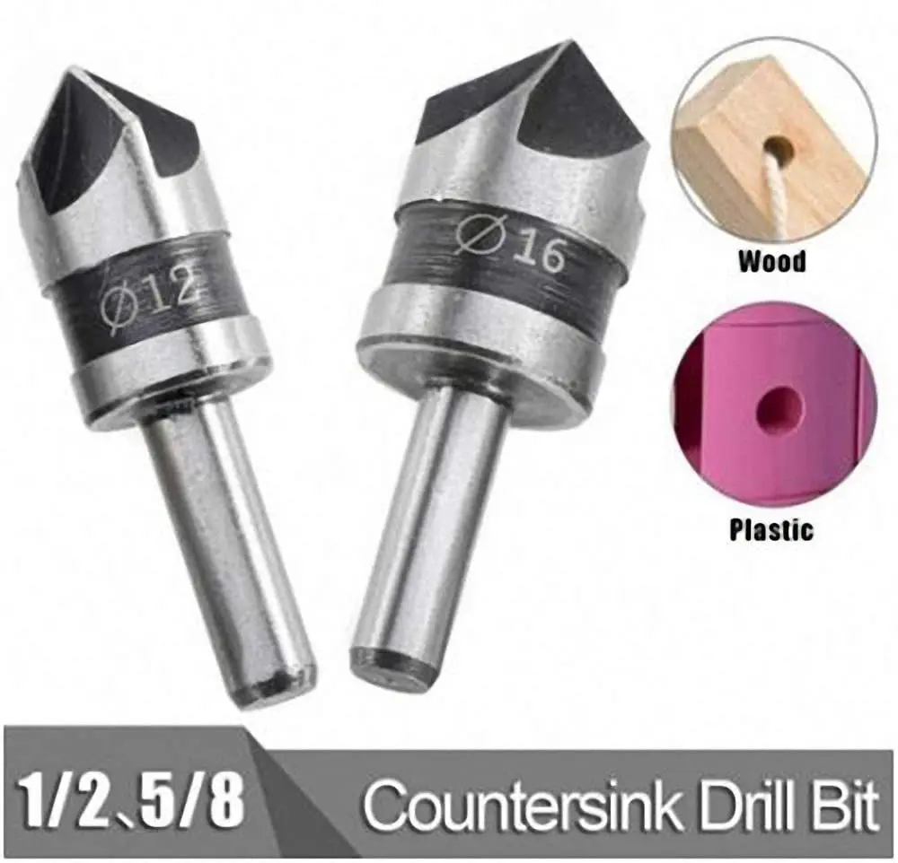 2 pz/set 5 flauto svasatore punta HSS 82 gradi punto angolo smusso taglierina 1/4 "gambo rotondo per elettroutensile