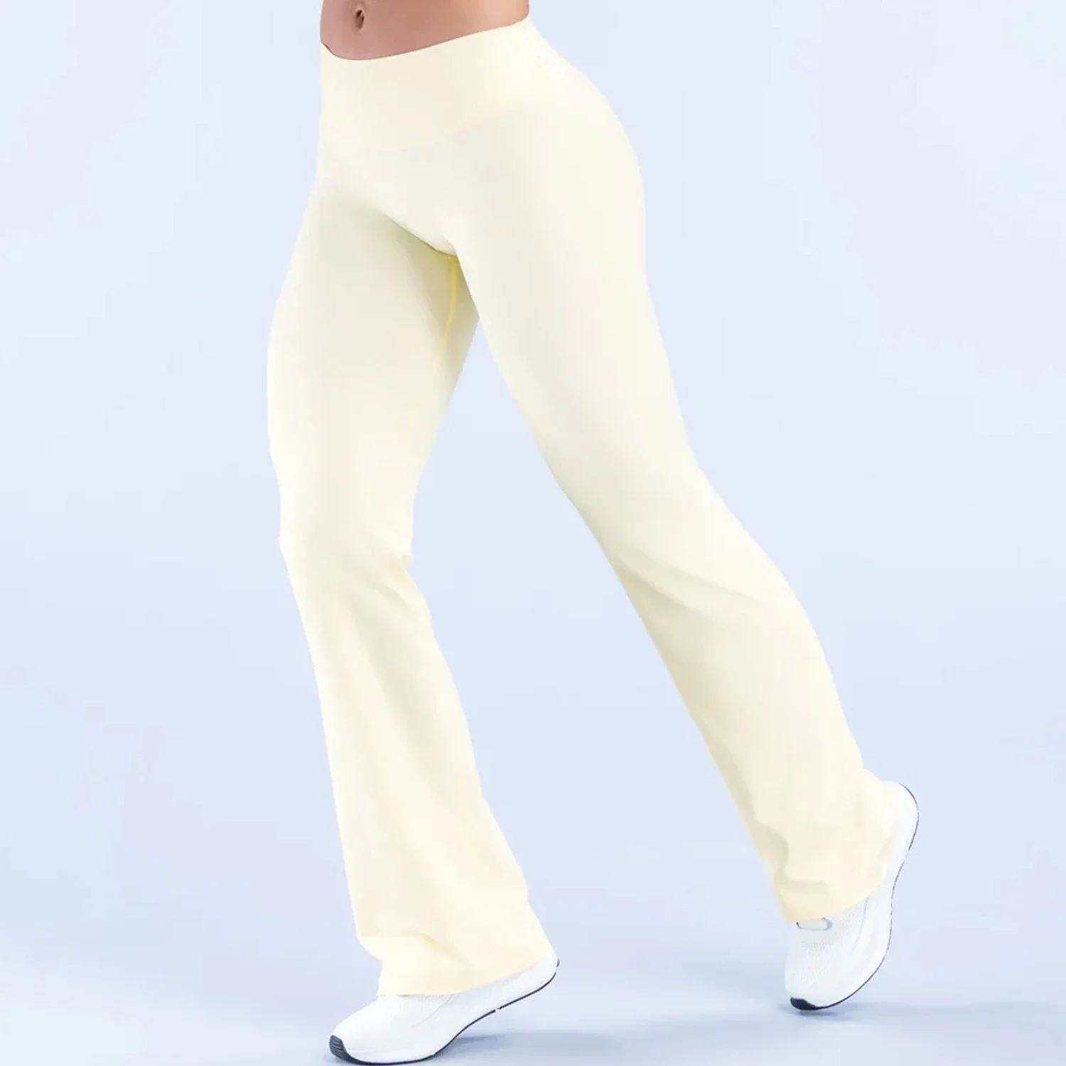 LOGO  Women High Waist Butt Lifting Yoga Pants Loose Straight Leg Running Fitness Sports Outdoor Yoga Long Pants