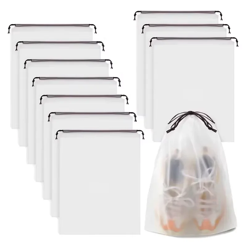 5/10/20PCS Portable Shoe Storage Drawstring Storage Bag for Sundries Travel Makeup Bag Waterproof Transparent Plastic Storage Ba