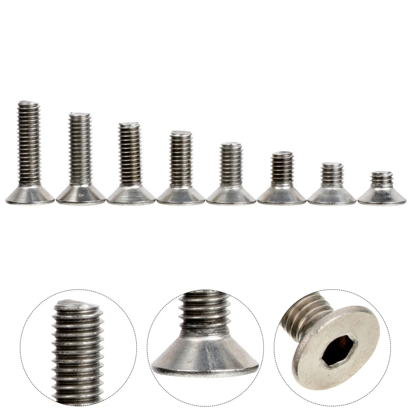 

80Pcs Stainless Steel Socket Head Bolts Full Thread Screws Metal Standard Fastener for Machinery Socket Screw Full Thread Screws