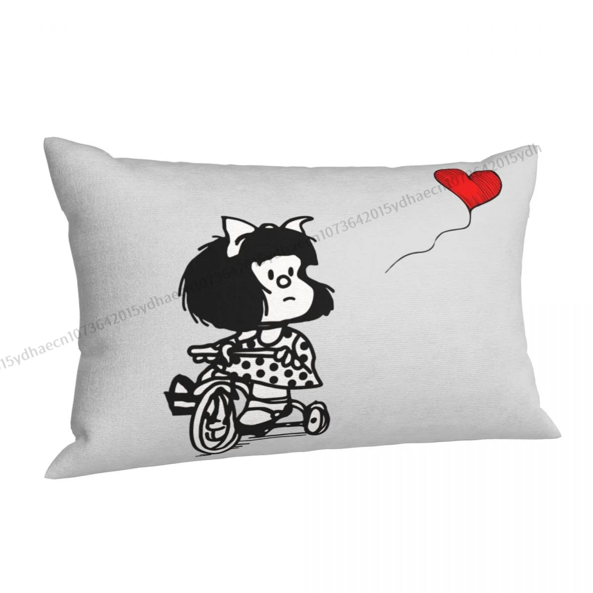 Love On A Bicycle Essential Printed Pillow Case Mafalda Quino Comics Backpack Cojines Covers Soft Chair Decor Pillowcase