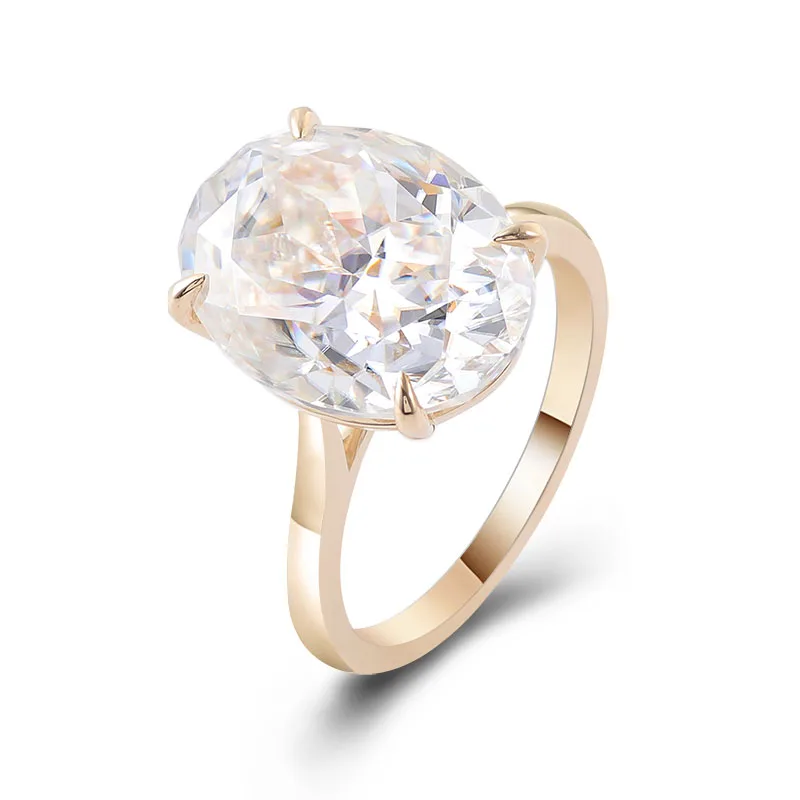 

Прованс обручальное кольцо из желтого золота 14 карат с овальным муассанитом 12*16 мм для женщин, кольцо-пасьянс большого размера с камнем