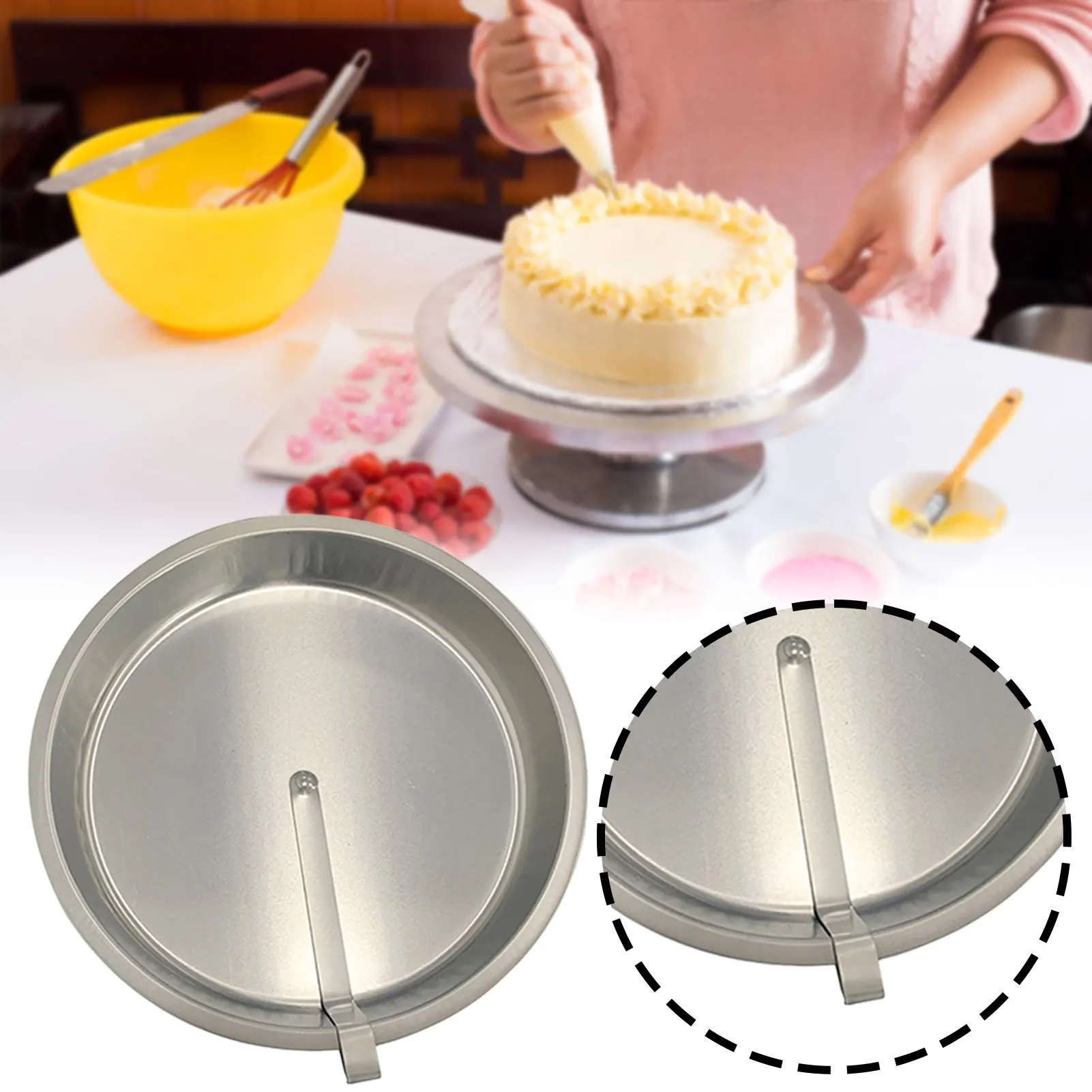 Backen Antihaftbeschichtete runde Kuchenform 8 Zoll Kohlenstoffstahl Kuchenform Backform DIY Dessert Backen Werkzeugset für Feiertagsfeiern