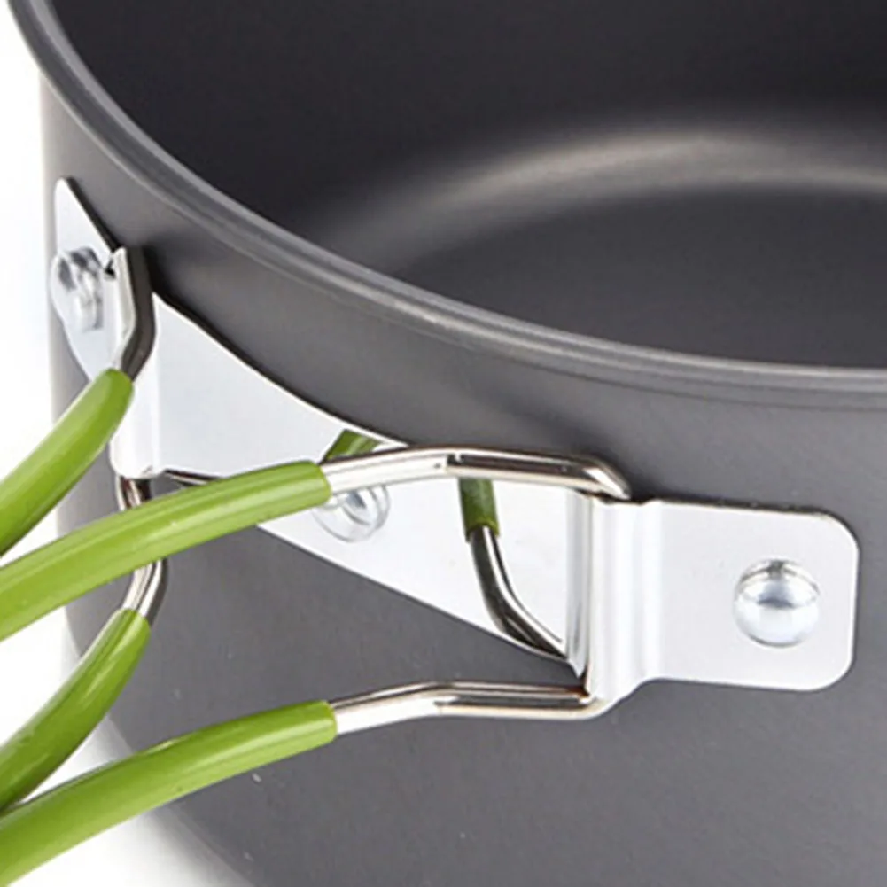 

Cooker Small Pot 140*80mm 1.23L Non-Stick Camping Kit Compact Mesh Bag Foldable Handle High-Temperature Resistant