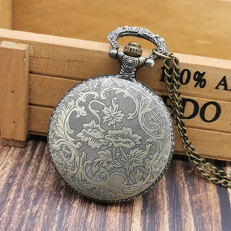 새로운 청동 생명의 나무 석영 주머니 시계 레트로 포켓 Fob 시계 펜던트 목걸이 주머니 시계 남성 여성 선물