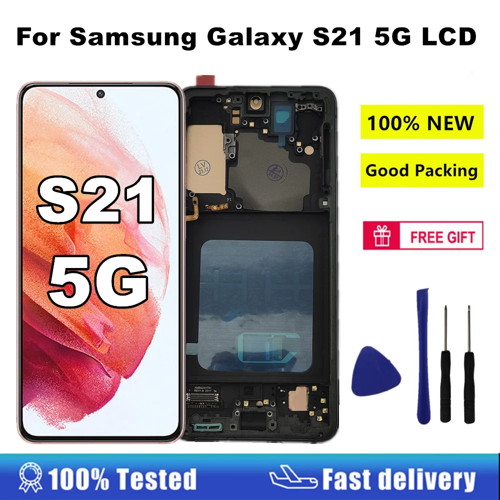 AMOLED для Samsung Galaxy S21 5G ЖК-дисплей G991B G991N G991U Дигитайзер сенсорного экрана с рамкой для Samsung S21 ЖК-дисплей AMOLED для Samsung Galaxy S21 5G ЖК-дисплей G991B G991N G991U Дигитайзер сенсорного экрана с рамкой для Samsung S21 ЖК-дисплей