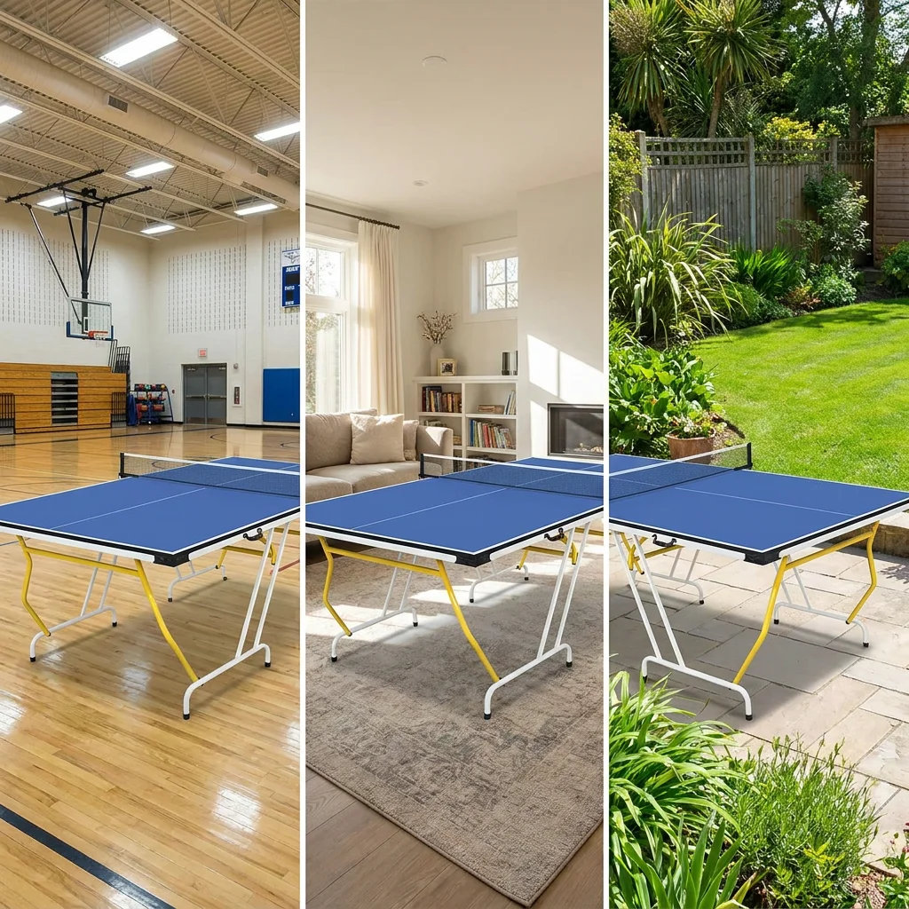 fj- Modern Foldable Steel MDF Table Tennis Table for Indoor/Outdoor Entertainment Training Ping Pong Table@