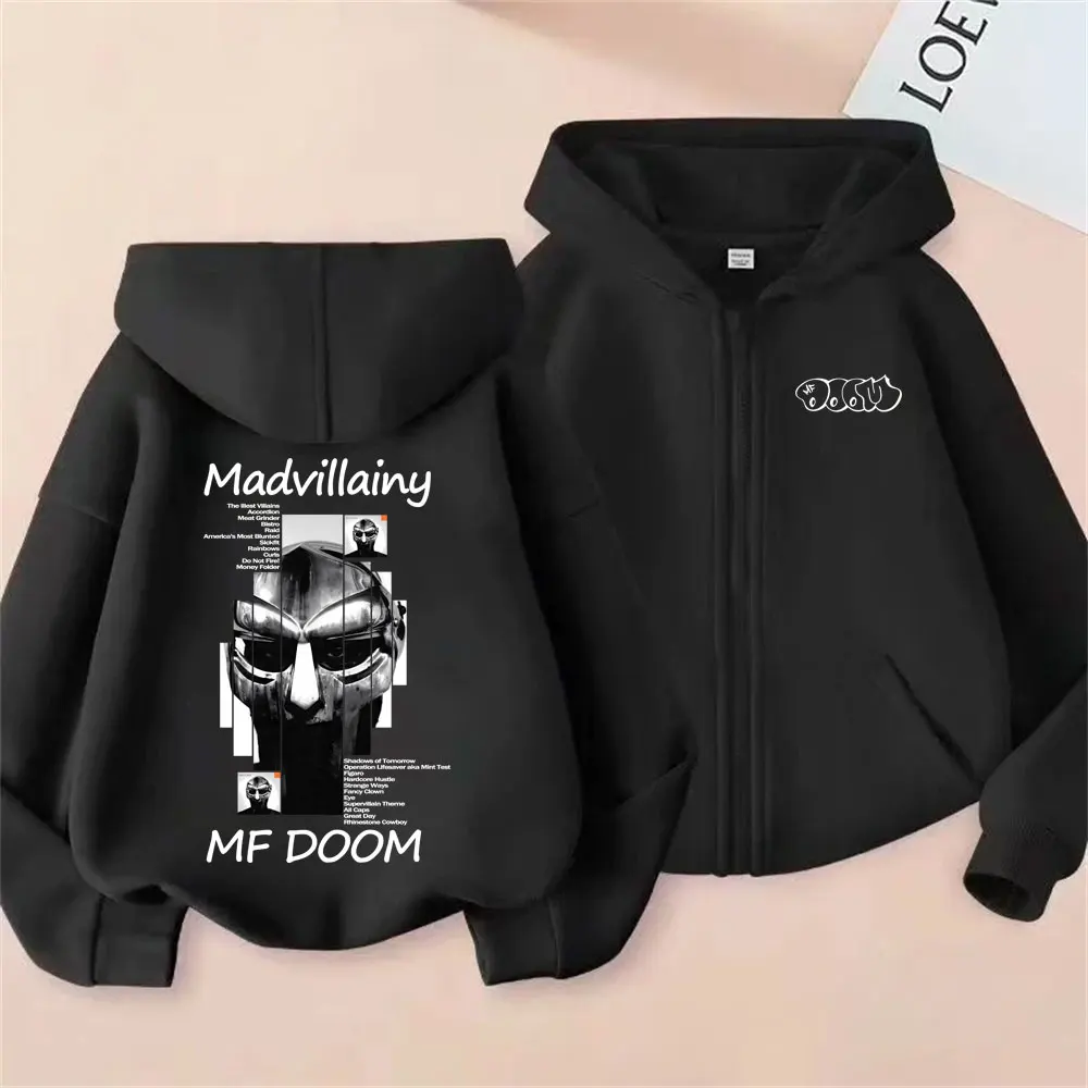 

Rapper Mf Doom Madvillainy Album Graphic Zipper Hoodie Men Women Hip Hop Fashion Zip Up Jacket Male Oversized Zip Up Sweatshirt