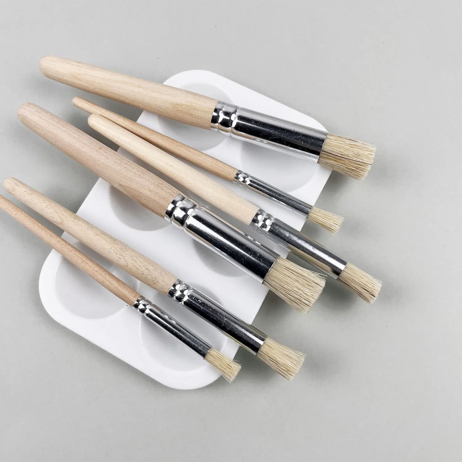6/12-teiliges Schablonen-Pinsel-Set, Borstenhaar-Holzgriff, perfekt für DIY-Handwerk, Aquarell, Öl und Acrylmalerei – Detail 2