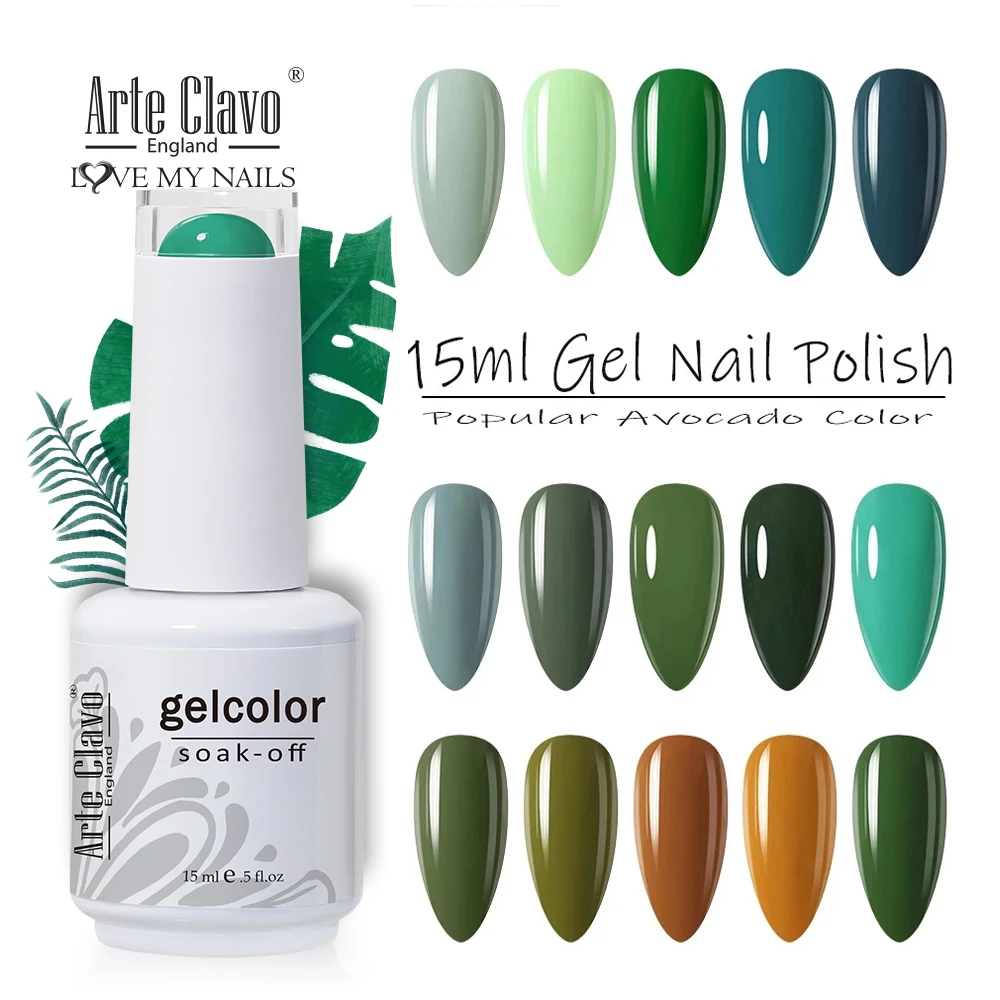 Arte Clavo Gel เจลสีเขียว Vernis รองพื้นเจล Polish LED Vernis กึ่งถาวร UV เจลเล็บ15Ml soak Off Base Coat