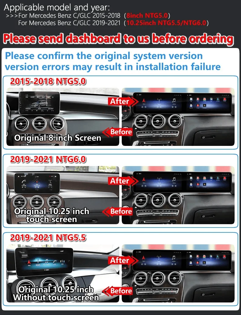 Dual Screen 24 Inches  Android For Mercedes Benz C Class W205 GLC X253 2015-2022 Car GPS Navigation Multimedia Player Car Radio