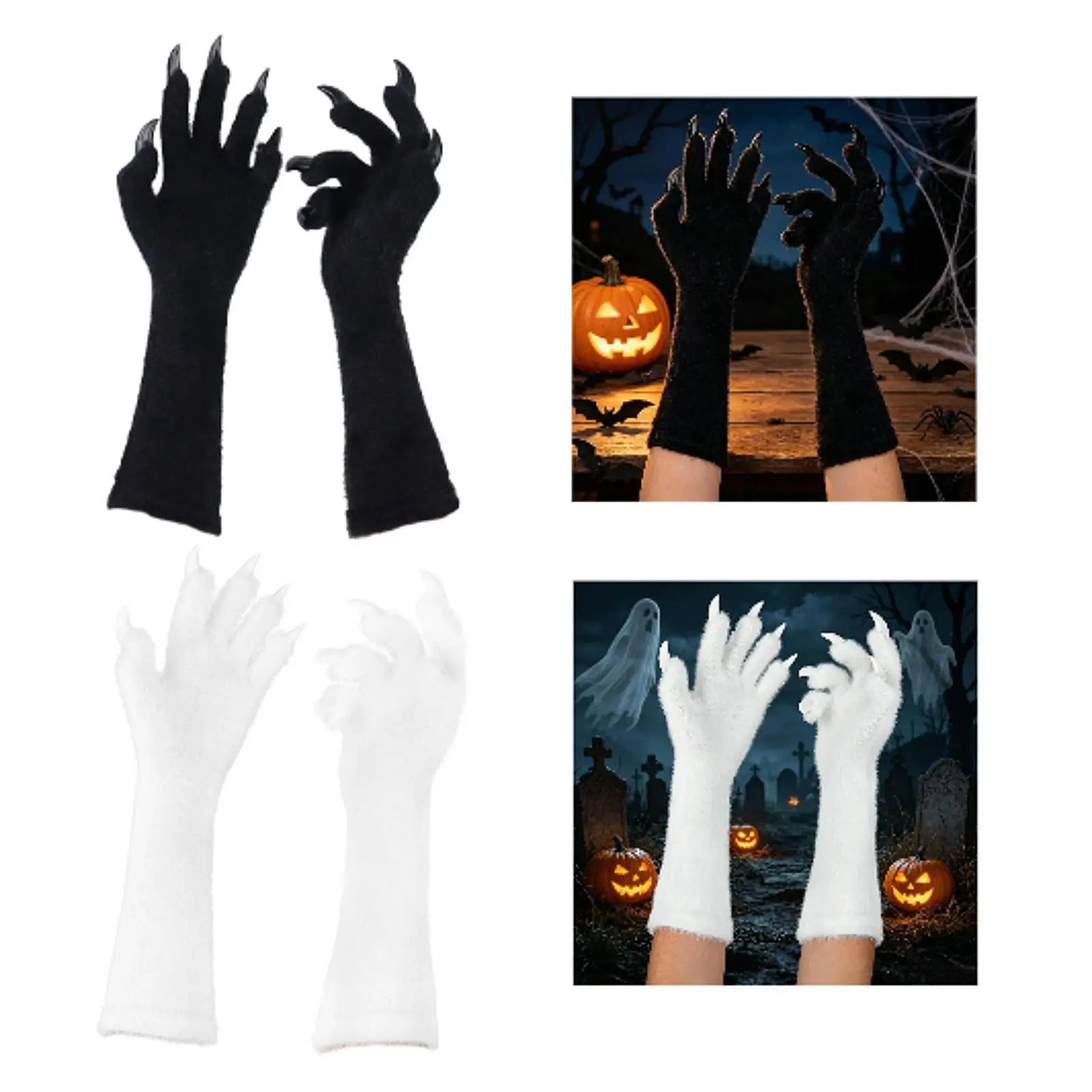 

Long Arm Paw Gloves Gothic Artificial Mink Costume Gloves for Cosplay and Party Decoration