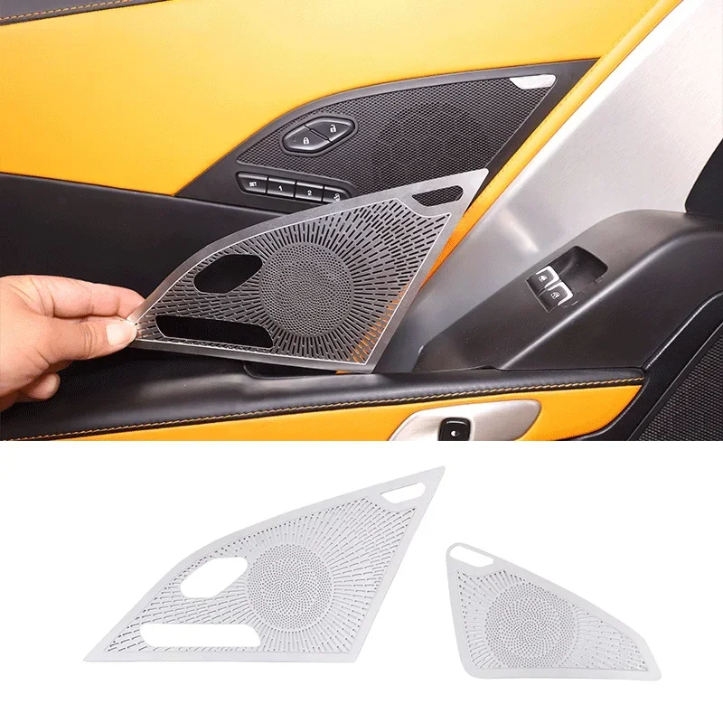 For 2014-2019 Chevrolet Corvette C7 Stainless Steel Silver Car Styling Car Door Speaker Tweeters Net Cover Auto Accessories