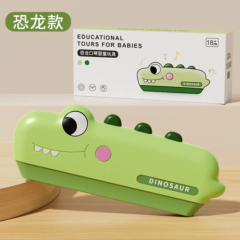 Harmonijka kartonowa z 32 otworami, kształt dinozaura, harmonijka z ustami rekina, instrument muzyczny, zabawka edukacyjna dla najmłodszych, zabawka rozwijająca inteligencję, prezent dla początkujących dzieci.