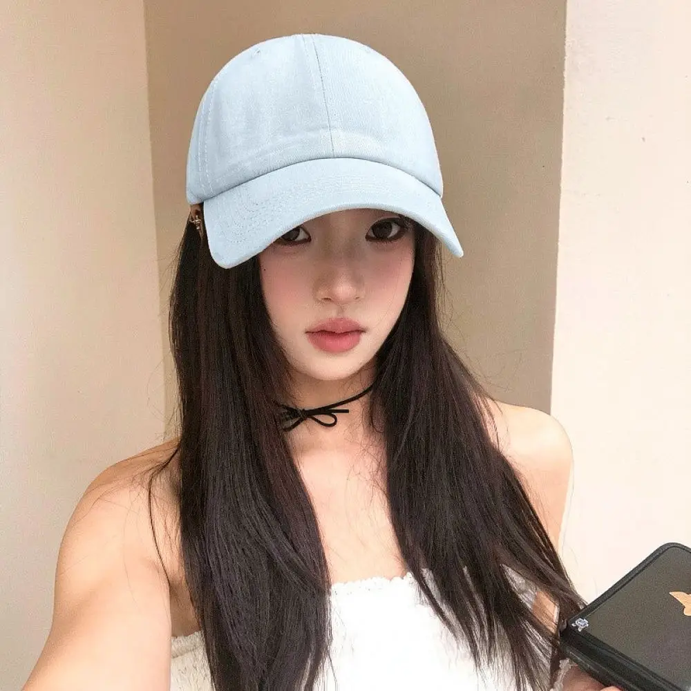 Washed Cotton Baseball Cap Korean Vintage Style Hat Unisex Oversized Fit Distressed Sun Protection Outdoor Visor
