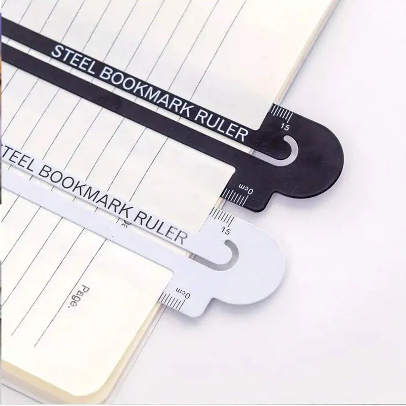 1 Piece/Metal Ruler, Dual Purpose Bookmark Ruler, Black and White Bookmark, Flexible Bookmark for Various Books