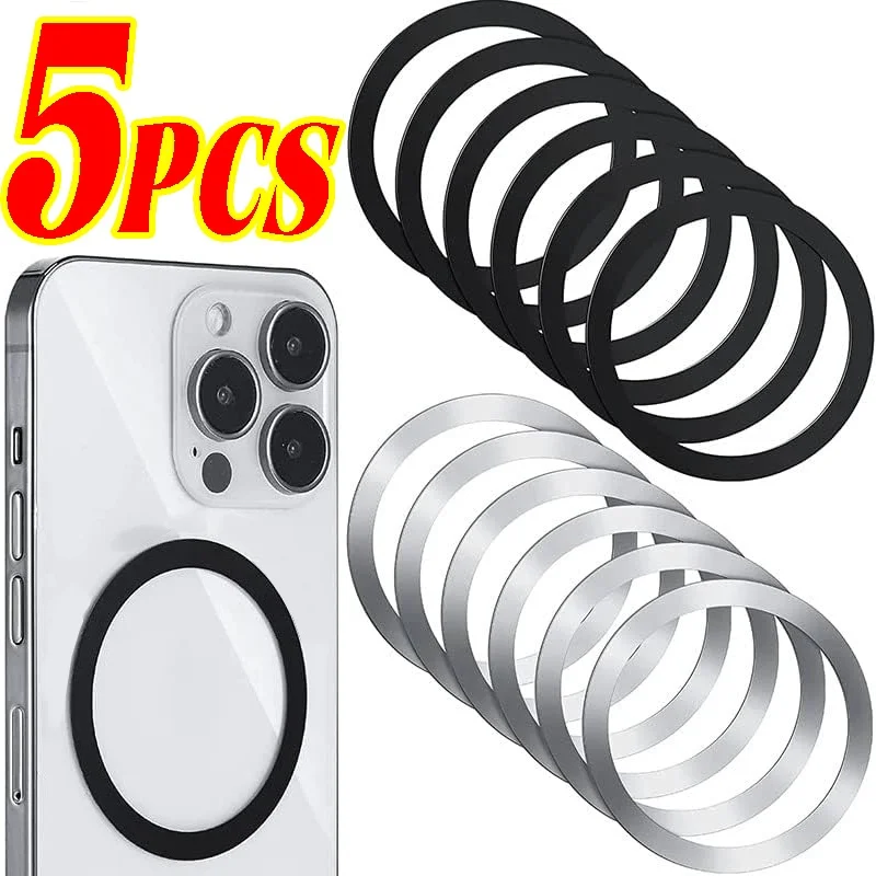 

5 шт., универсальное магнитное металлическое кольцо из нержавеющей стали для iPhone, беспроводное зарядное устройство, наклейка из железного листа, магнитный автомобильный держатель для телефона