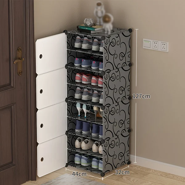 8-Story Shoe Rack Organizer with Dust-Proof Cover & Stickers - Shoe Storage Solution