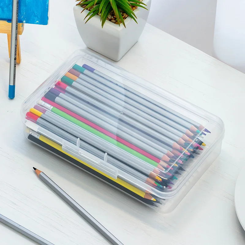 

2 Pcs Plastic Pencil Case Art Colored Clear for Exams Stationery Box Cute Pp Student