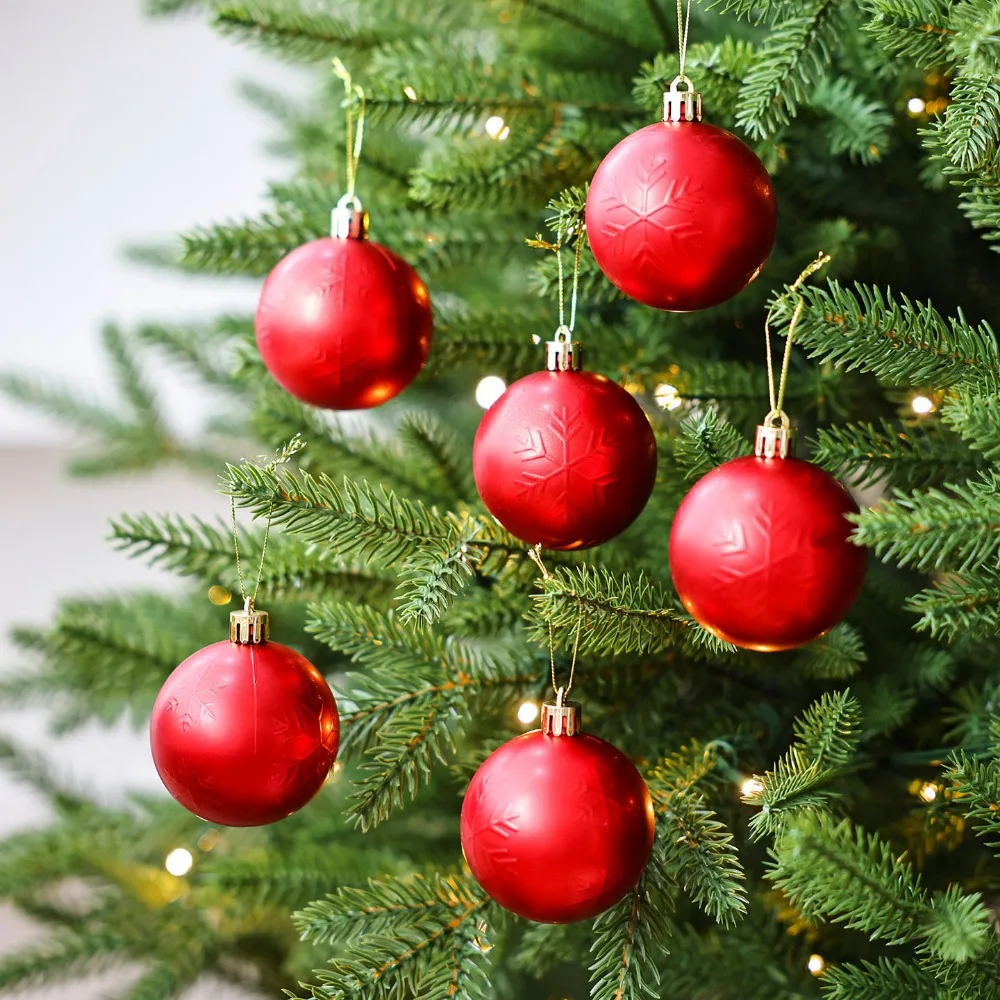 

6Pcs 6cm Mirrored Christmas Balls Red/Blue Hanging Christmas Tree Pendants Shatterproof Decorative Christmas Hanging Balls Gift