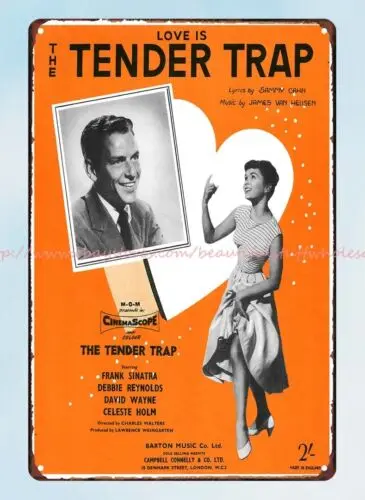 bedroom decorating ideas Love Is The Tender Trap sheet music metal tin sign