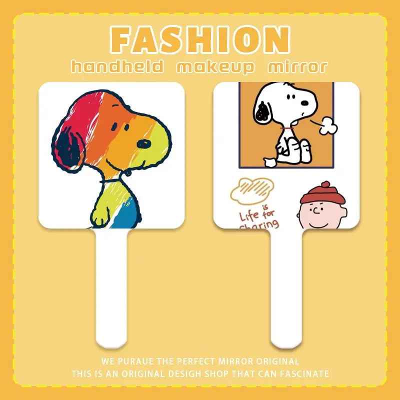 Cute Snoopy Charlie Brown Handle Mirror Cartoon Girl Portable Mini Makeup Mirror Handheld Mirror Gifts