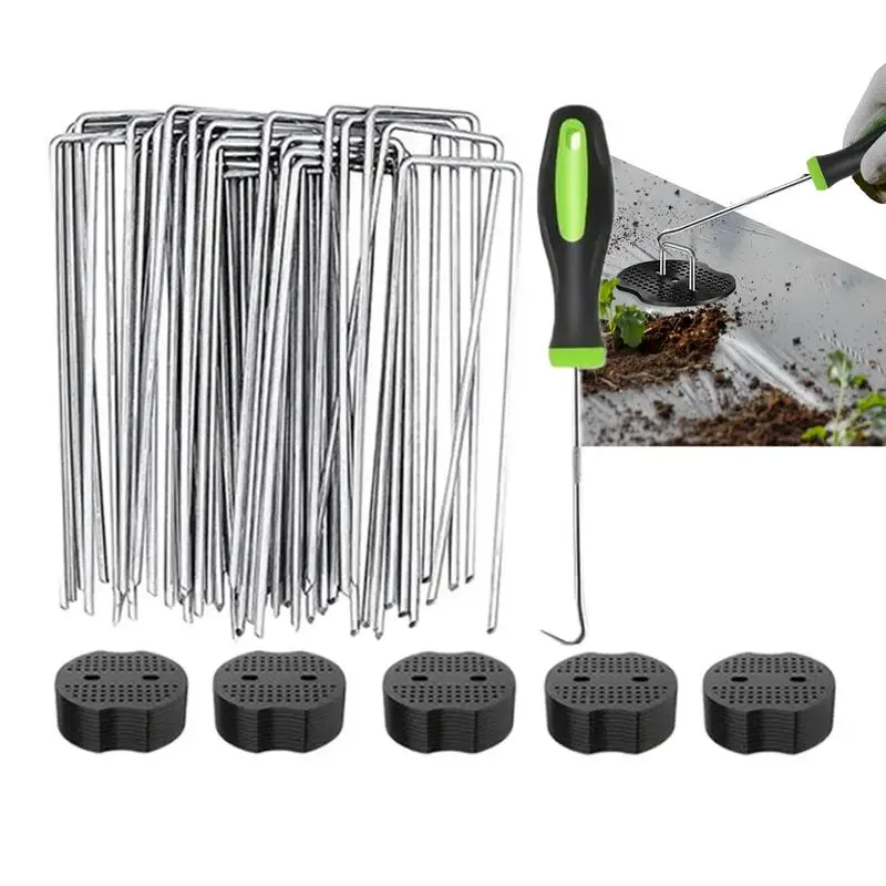 Garden Stakes Landscape Staple Set U-Shaped Tent Stakes Heavy Duty U Pins Anti-Rust Landscaping Fabric Sod Pins Landscape Pins