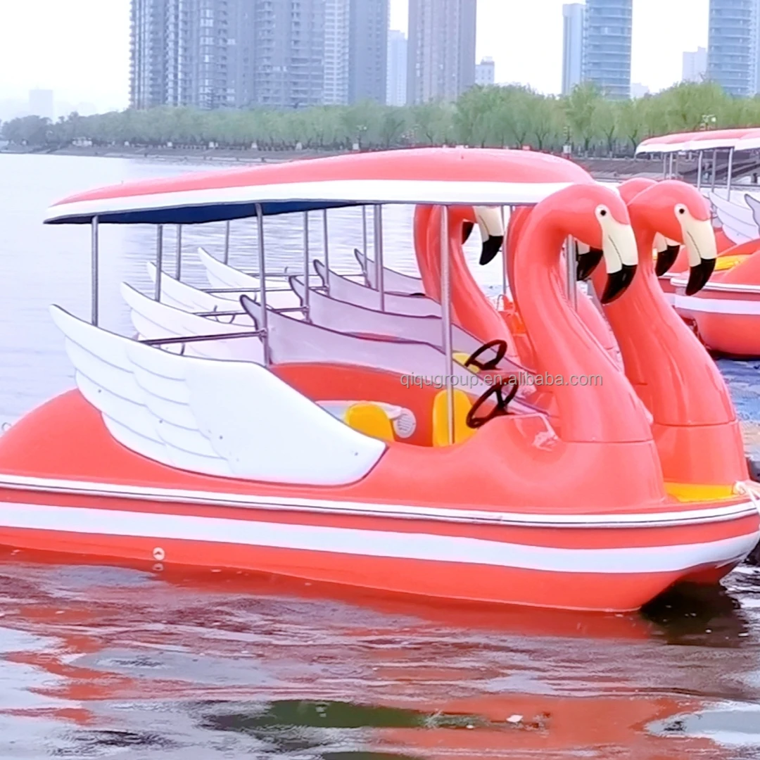 

Different Design Water Park Equipment The Flamingo Animal Theme Cheap Electric Fiberglass Water Pedal Boat