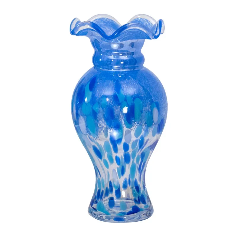 

Nordic medieval colorful glass vase high-end art living room water flower arrangement French home