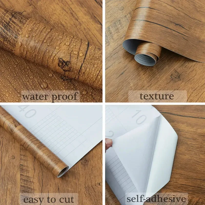 55cm Wide Wood Grain Vinyl Wallpaper for Door Wardrobe Cupboard Table Furniture Waterproof Self Adhesive Stickers Home Decor Fil