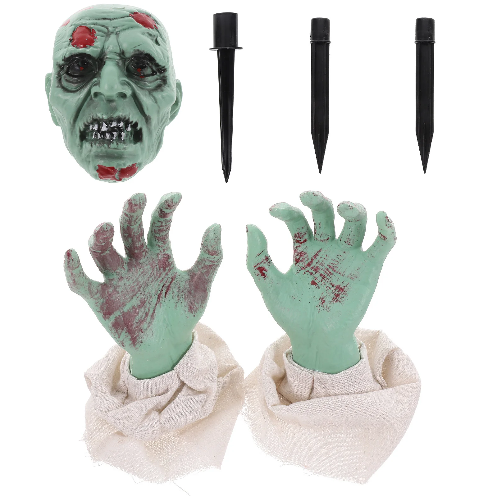 مجموعة واحدة من زينة حديقة الهالوين ذات الرأس الواقعي لتخطيط المشهد المخيف في الهواء الطلق وديكورات حديقة الهالوين