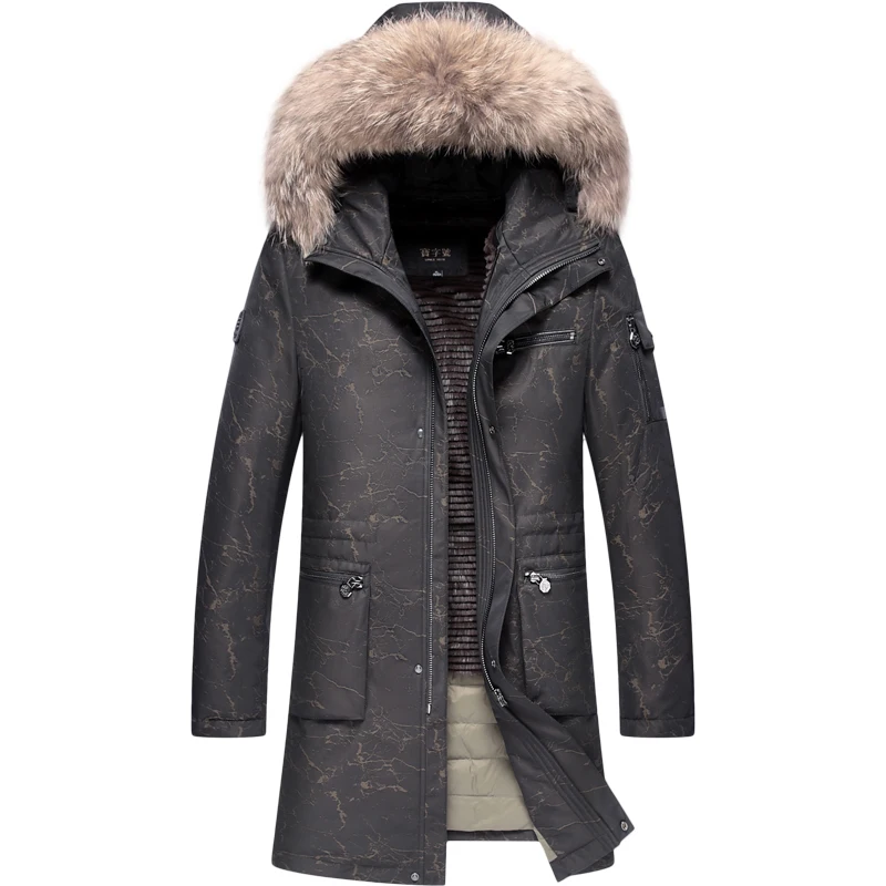 90% White Duck Down Jacket Winter Coats for Men 2023 Warm Rabbit Fur Liner Parkas Hooded Raccoon Fur Collar Jaquetas Masculinas