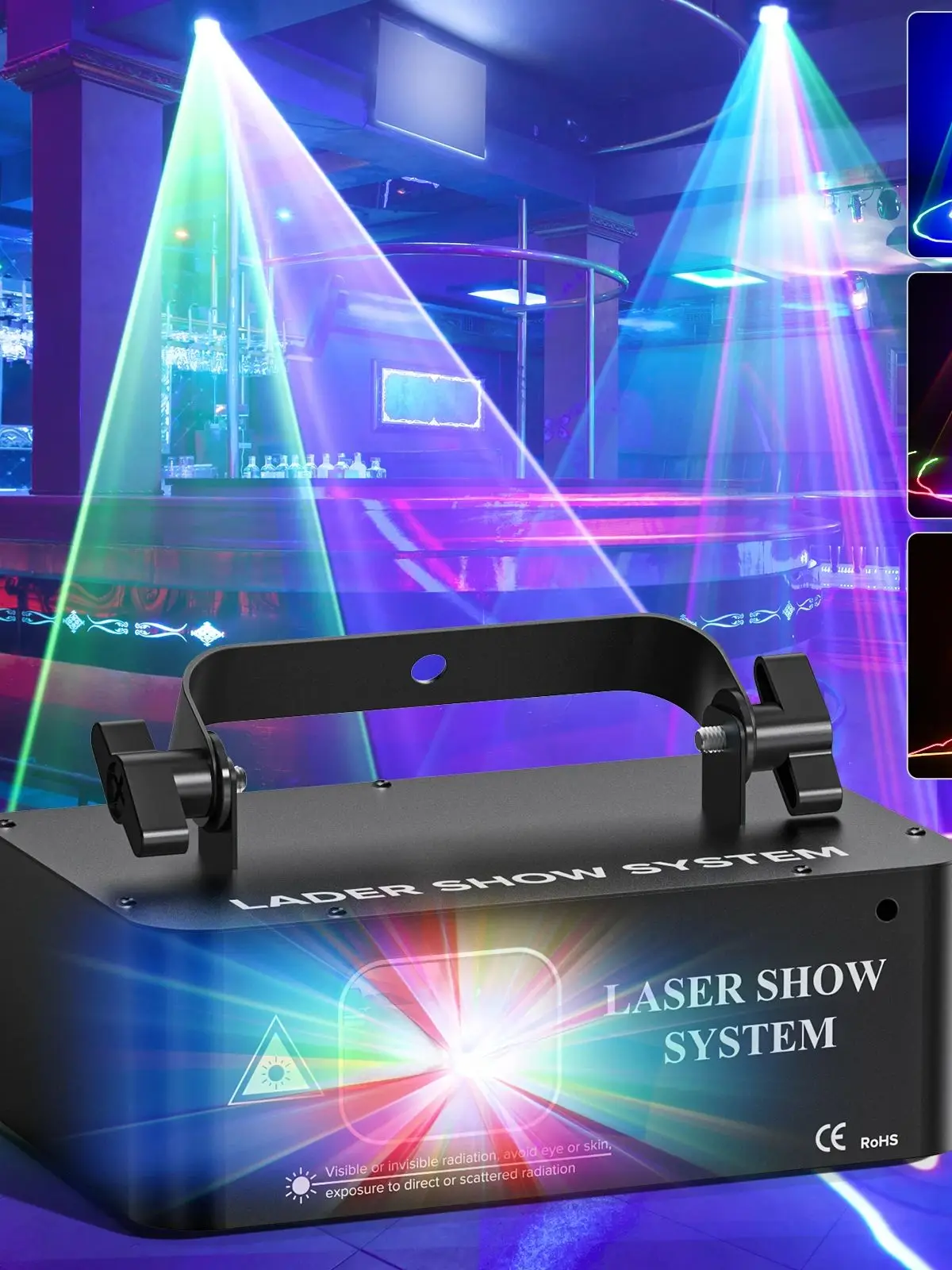 U'King RGB Laserscanner Beam Effect Laserprojector Verlichting LED Binnenpodiumlicht voor DJ Disco Party DMX512 Geluidsgeactiveerd - afbeelding 2