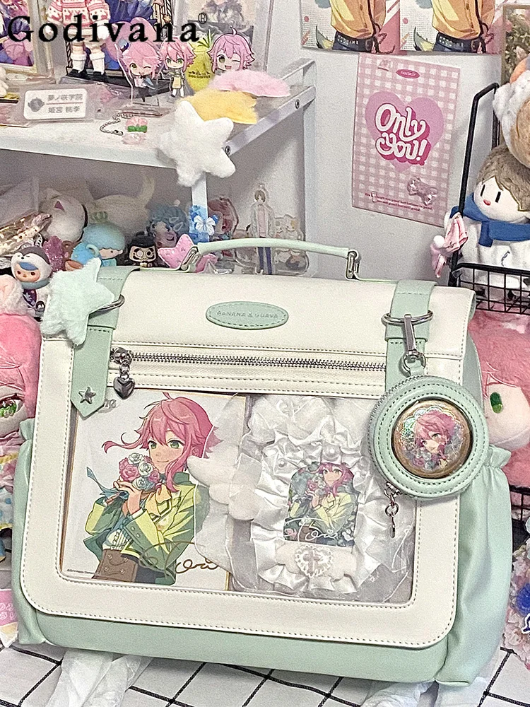 Japanese Original Lolita Anime Backpack Soft Girl Cute Student Transparent Large Capacity Daily Commute School Bag for Women