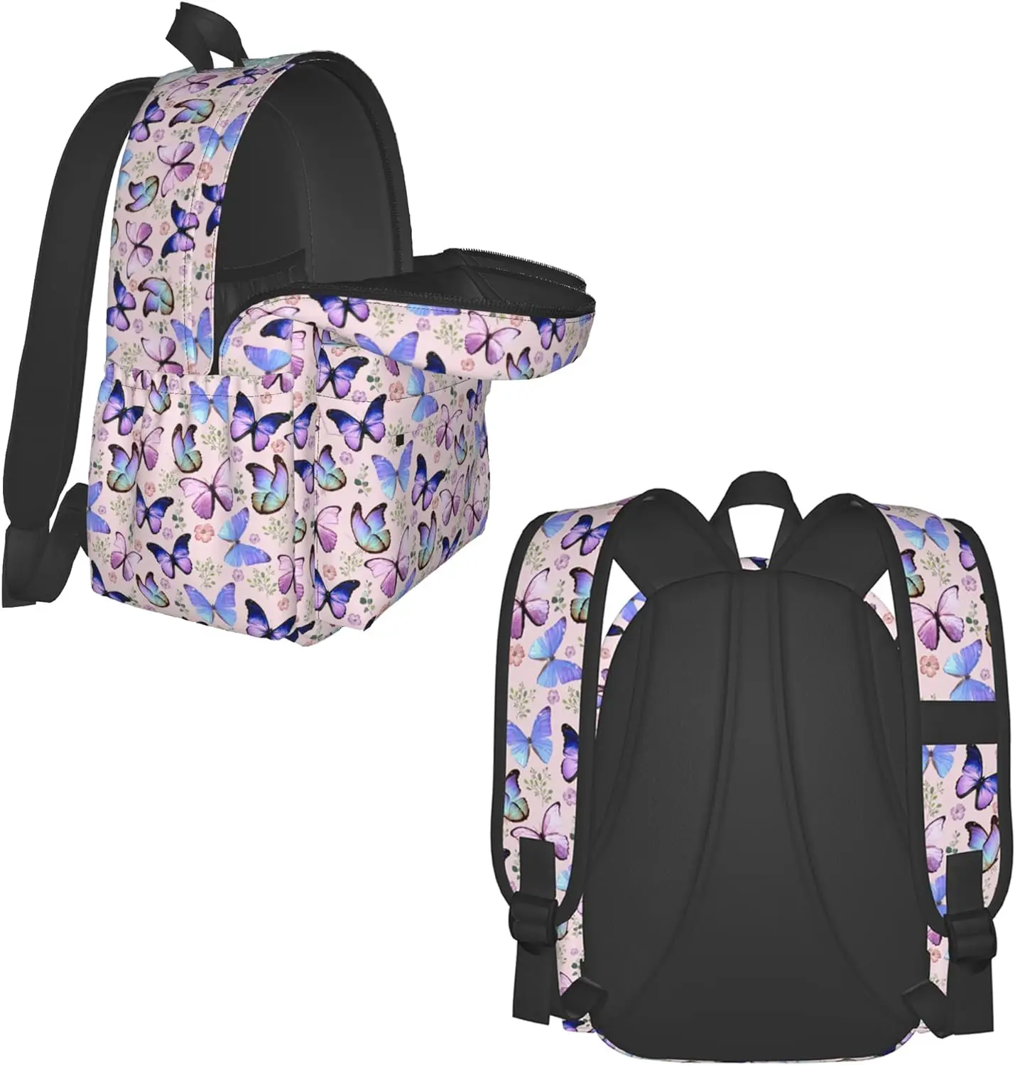 Butterfly Backpack for Women 17 inch Travel Casual Laptop Backpack Lightweight Waterproof Durable Hiking Daypack