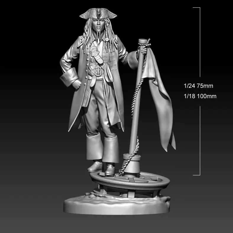 1/24 1/18 Resin Model Kits Pirate Captain Figurine Unpainted No Color RW-670