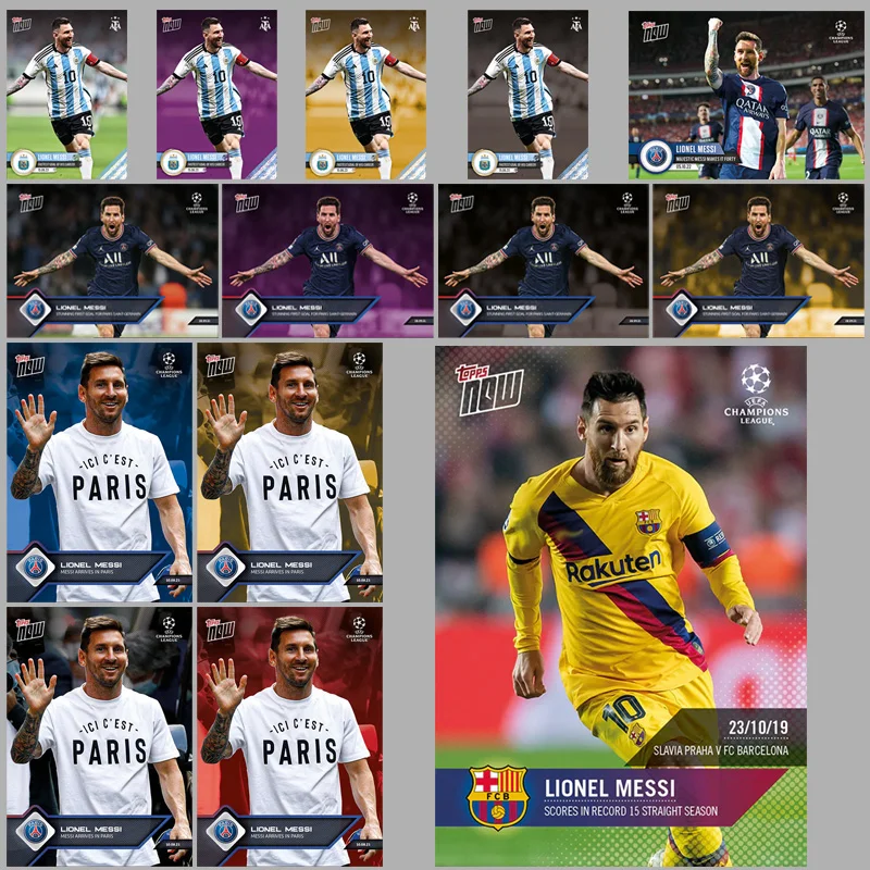 

Topps Now UCL Lionel Messi Fc Barcelona Paris Saint-Germain DIY Домашние футбольные звезды Коллекционные карты Коллекция подарков на день рождения