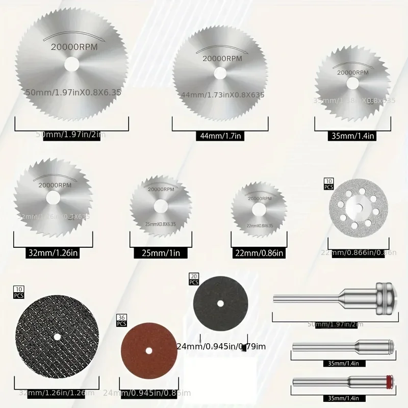88Pcs/Set Diamond Cutting Wheel Set, Resin Cutting DiscSet Sharp HsS Circular Saw Blade Kit Rotary Tool Accessories WithMandrels and Cleaning Cloth for Wood Plastic Metal Stone Glass - view 4