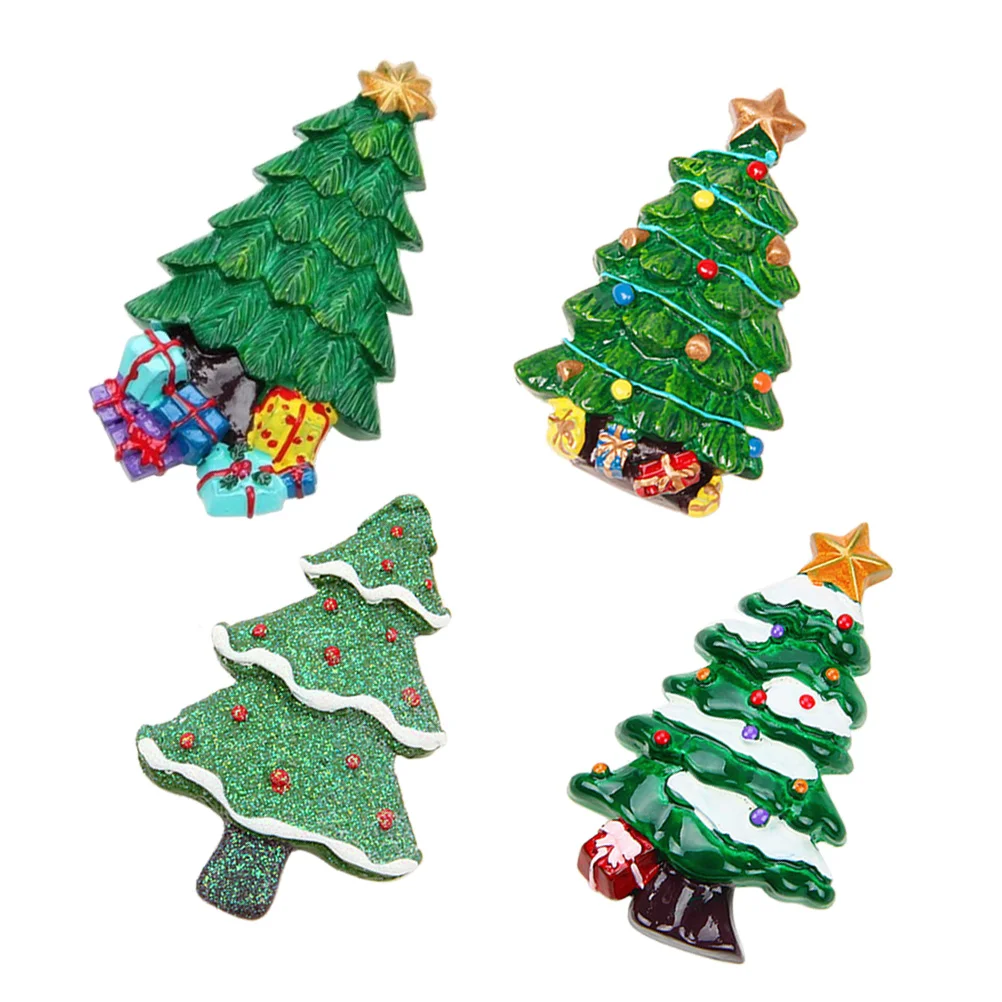 

4pcs Christmas Resin Magnets Colorful Fridge Stickers Magnetic Decor for Home Resin Refrigerator Magnet Office