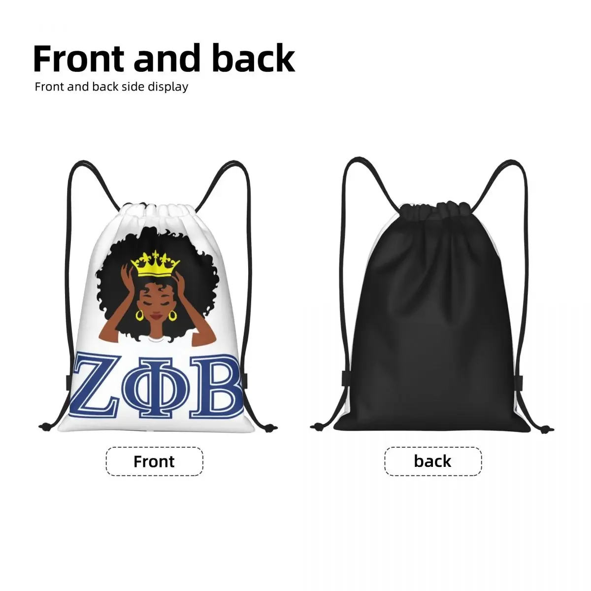 Zeta Phi Beta 1920 Drawstring Bags Women Men Portable Gym Sports Sackpack ZOB King Queen Shopping Backpacks