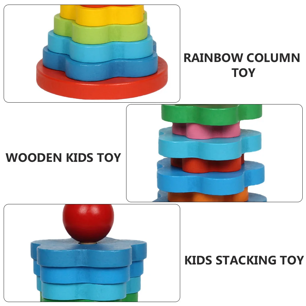 Vaguelly Gioco impilabile Set di giocattoli Blocchi di legno Colonna Set da gioco educativo per bambini