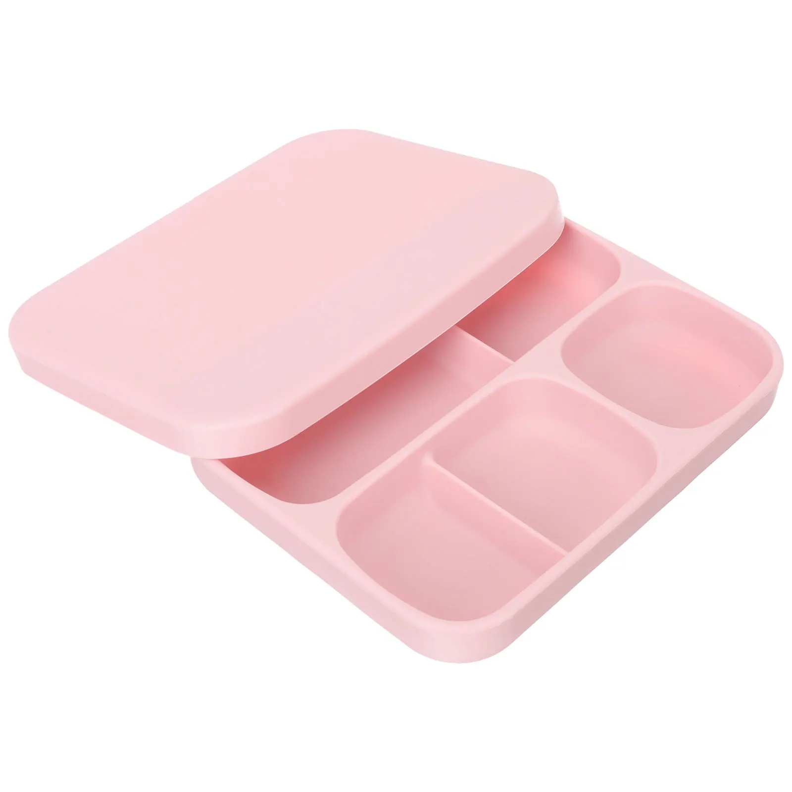Silicone Baby Plate Divided Food Compartment Suction Base Toddler Self Feeding Dish Non-Slip Fruit Snack Serving Tray for Kids