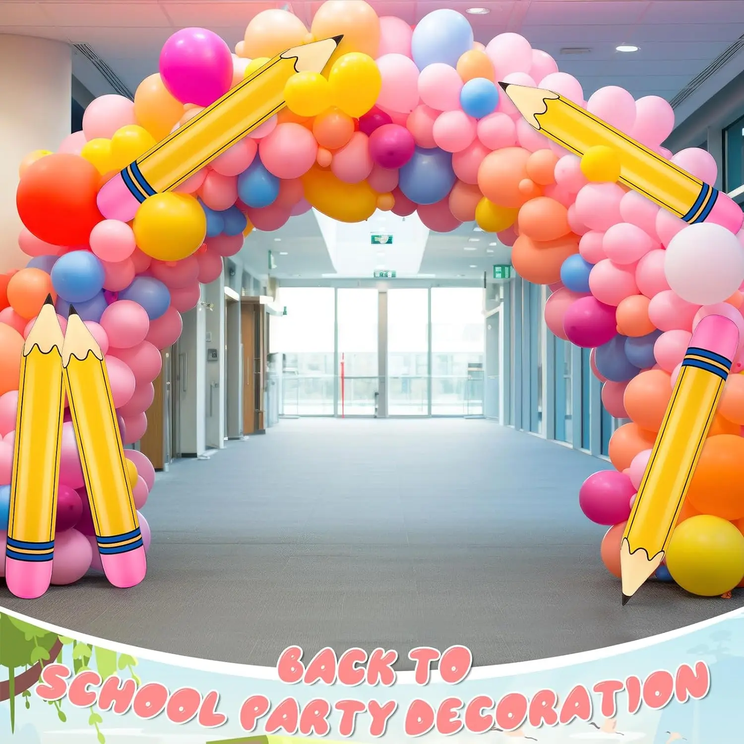 3 Pcs 27 Inch Giant Large Inflatable Pencil Back to School Graduation Decor Hanging Inflatable Pencil Classroom Decoration